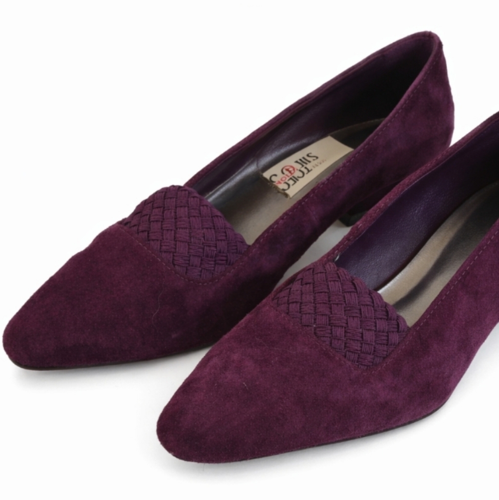 Mootsies Tootsies Purple Suede Woven Vamp Pumps Sz 8M